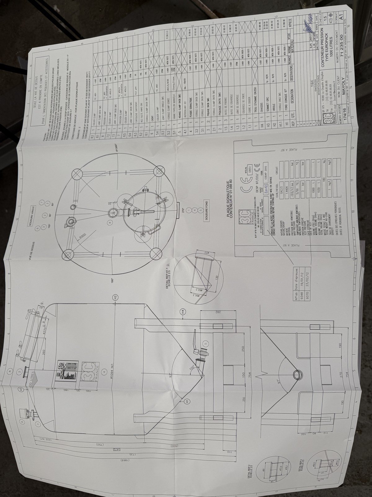 1,000L pressurized container AISI 316L - 3C model EUROPACK