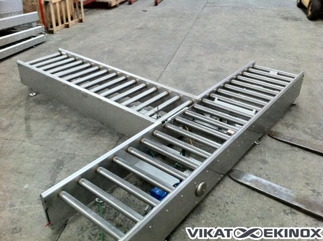 Convoyeur à rouleaux inox 2500 mm en T