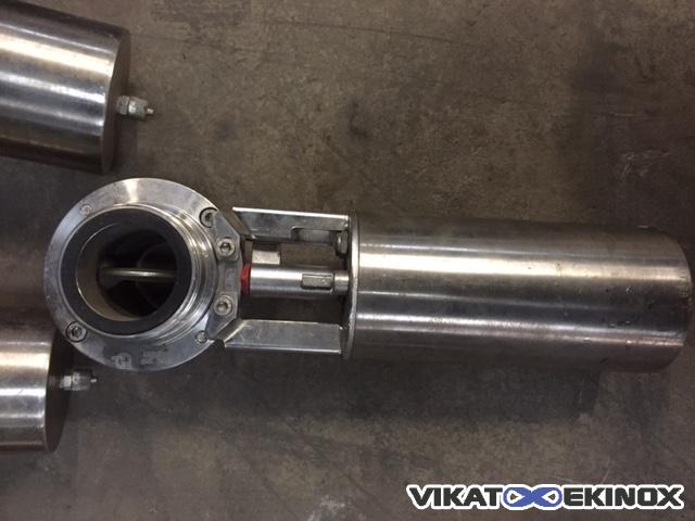 Butterfly valve DN 48 SMS connection, with pneumatic actuator