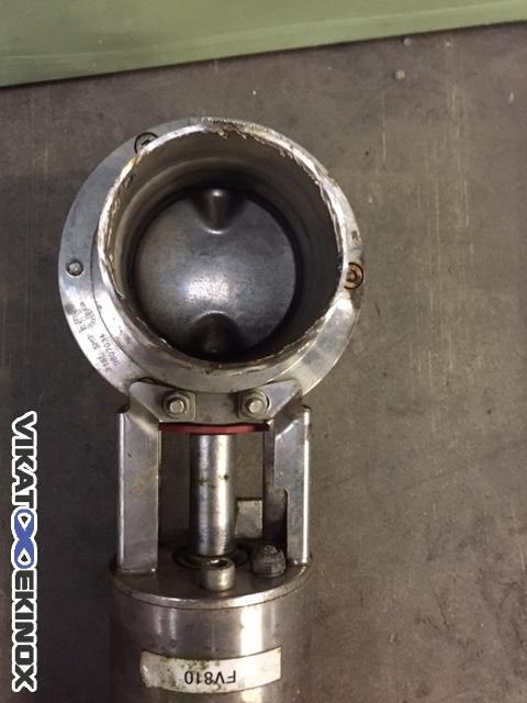 Butterfly valve DN 72 SMS connection with pneumatic actuator