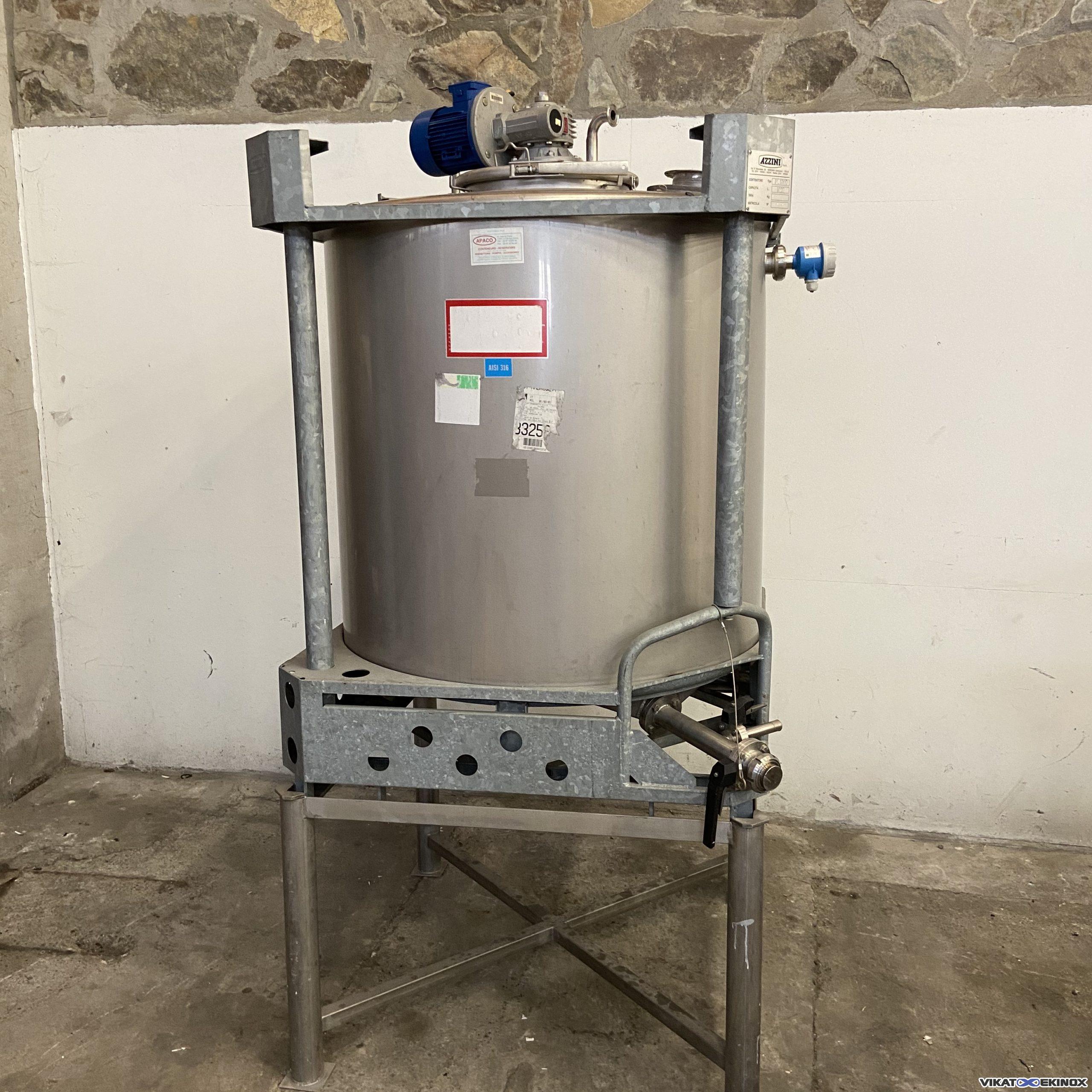 Container inox 316 agité 1023 litres AZZINI type PL1000