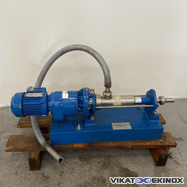 Pompe volumétrique à vis excentrée 0.045 m3/h PCM type MR0.4L10 - Inox