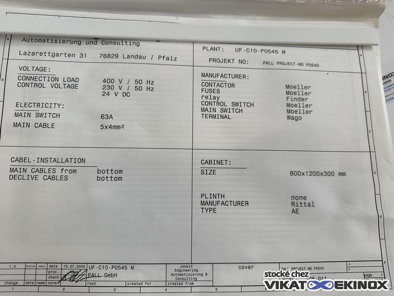 Skid d'Ultrafiltration PALL type UF-C10-P0545 M - Centrasette 10