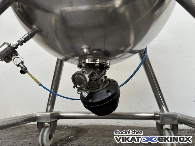 Cuve inox agitée 640 litres total - 1/+2,5 bar