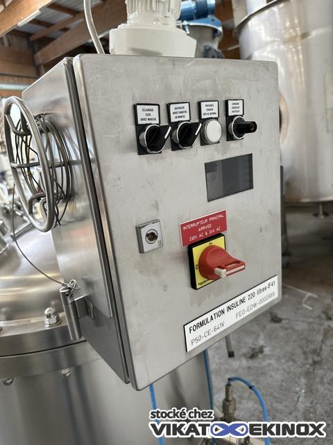 Cuve inox 220 litres - Agitation LIGHTNIN - Vide et 2,5 bar