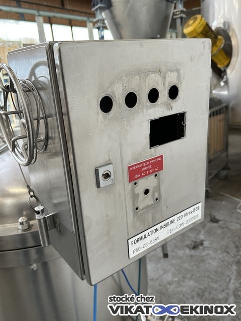 Cuve inox agitée 220 litres - Vide et 2,5 bar
