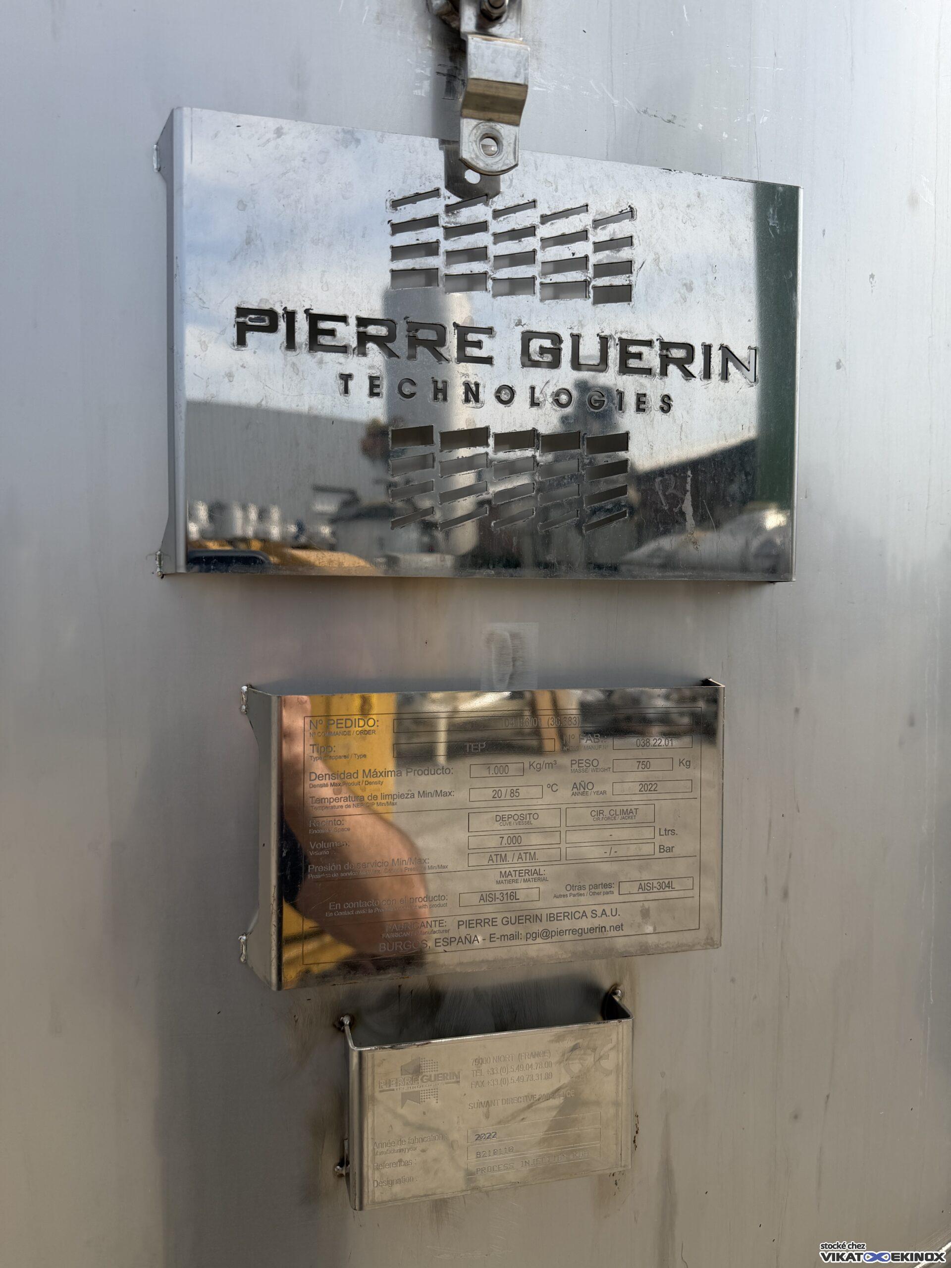 Cuve inox 316L agitée 7000 litres PIERRE GUERIN type TEP