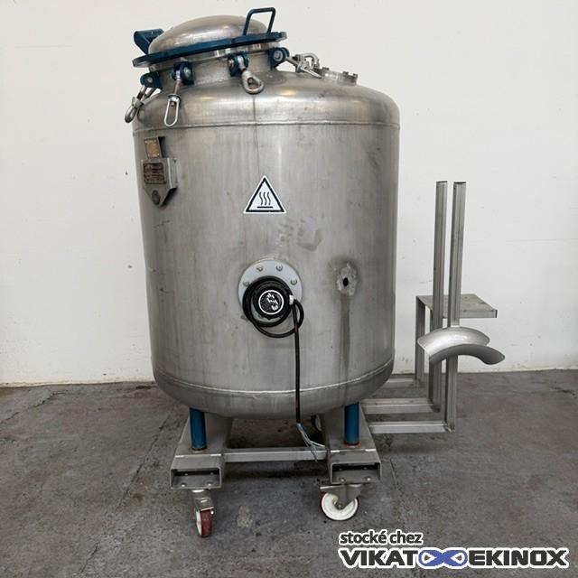 Cuve inox 1000L sur roues avec épingle de chauffe