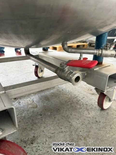 Cuve inox 1000L sur roues avec épingle de chauffe