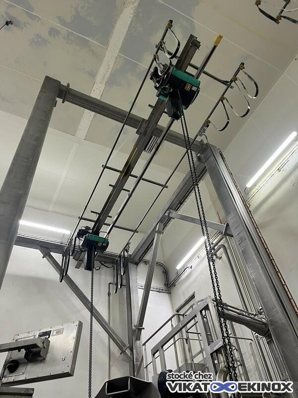 2 palans électriques à chaine 1300 kg VERLINDE EUROCHAIN VR12 type 20/5 M/MN sur poutre inox