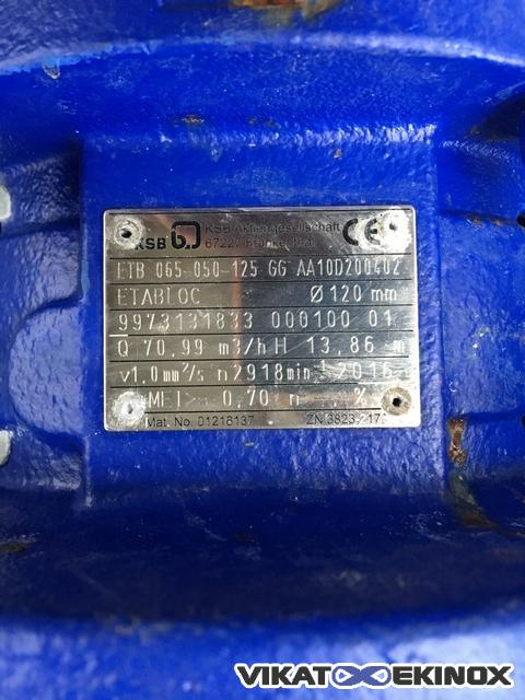 Pompe Centrifuge Acier KSB Type ETABLOC ETB 065-050-125 GG AA10D200402 ...